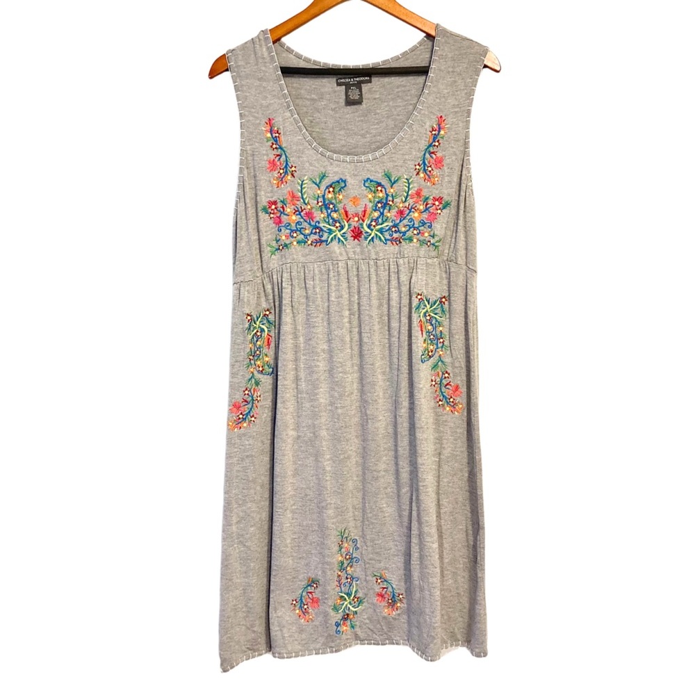 CHELSEA & THEODORE Sleeveless Embroidered Boho Dress Size PXL